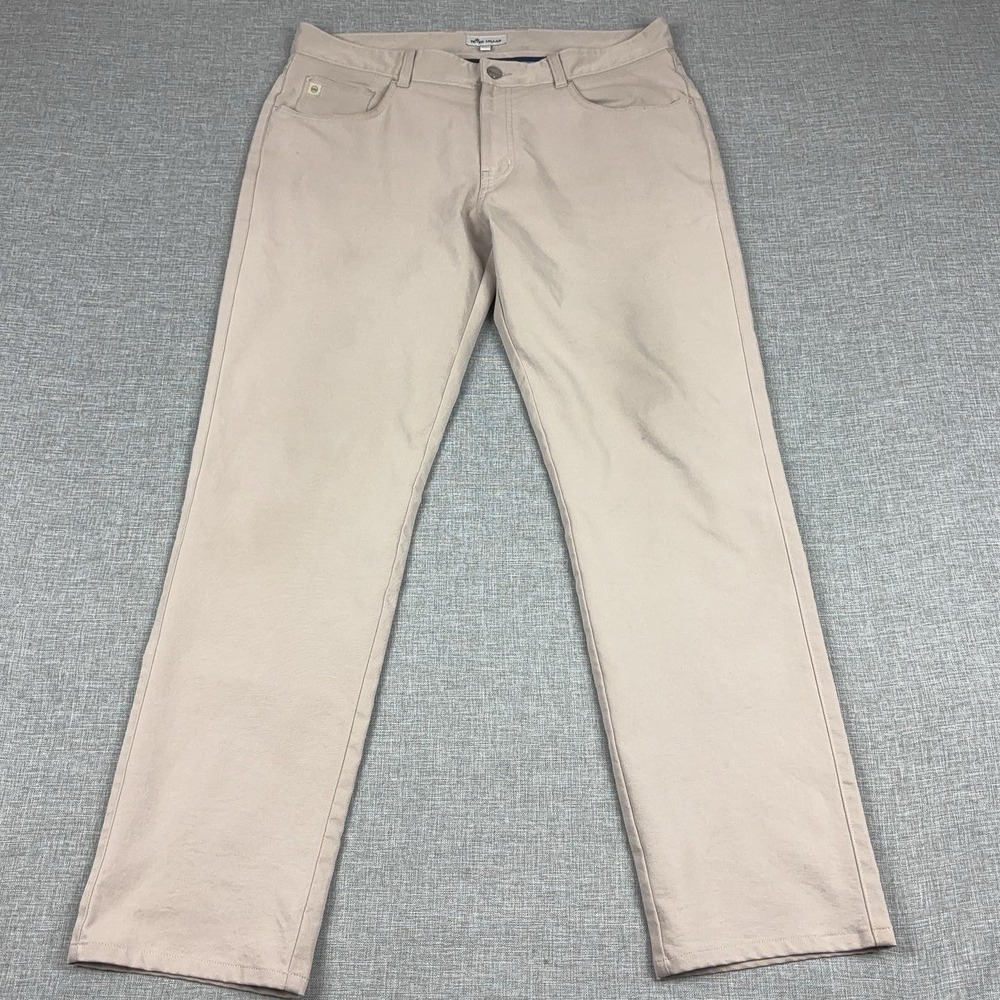 Peter Millar Pants Mens 35x30 Beige Microfiber Chino 5 Pocket Casual Golf